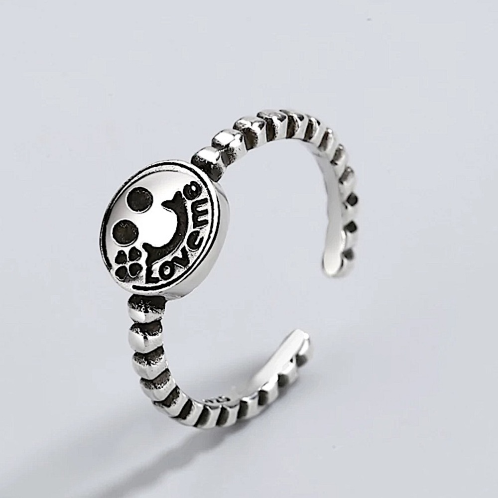 STERLING SILVER HAPPY FACE RING - Picture 5 of 6